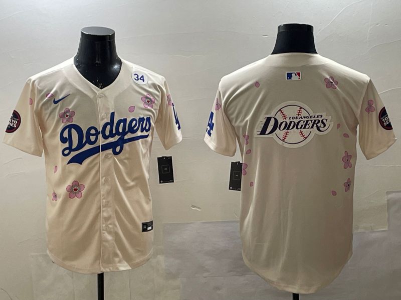 Men Los Angeles Dodgers Blank Cream Sakura Edition 2025 Nike MLB Jersey style 31->los angeles dodgers->MLB Jersey